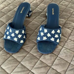 Larroude Women's Brigitte Block Heel Slip On Sandals Size 8.5